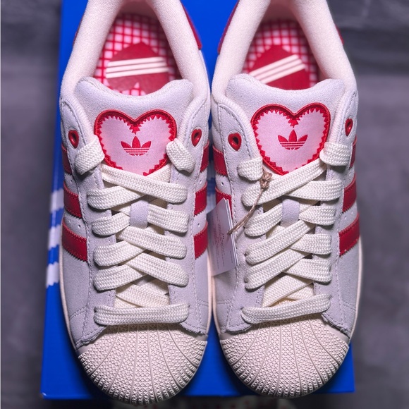 adidas Shoes - NWT Adidas Superstar ll red and pink heart
